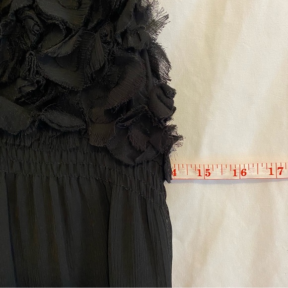 Eci Black Tank top, Crepe Floral detail Size 4; cotton blend & lined - Picture 6 of 7